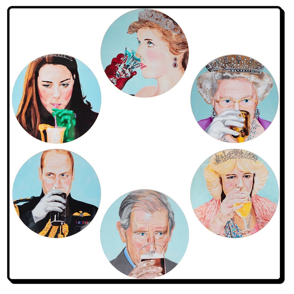 Ashley Longshore Drunk Royals Placemats-Set of 6. Brand New